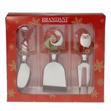 SET 3 COLTELLI FORMAGGIO DECORI NATALIZI BRANDANI