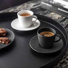 TAZZA CAFFE' CON PIATTINO MANUFACTURE ROCK NERO VILLEROY E BOCH