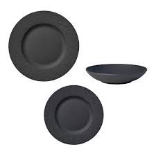 SERVIZIO TAVOLA PER 6 PERSONE 18 PEZZI MANUFACTURE ROCK NERO VILLEROY & BOCH