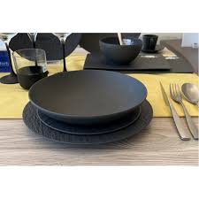 SERVIZIO TAVOLA PER 6 PERSONE 18 PEZZI MANUFACTURE ROCK NERO VILLEROY & BOCH